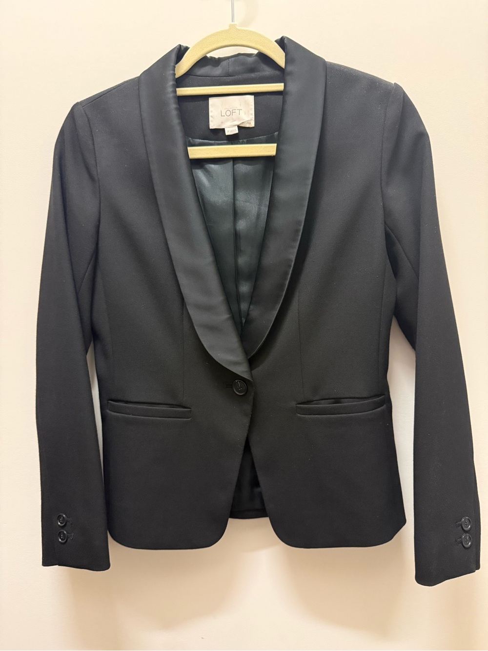LOFT Black Satin Shawl-Collar Women's Blazer